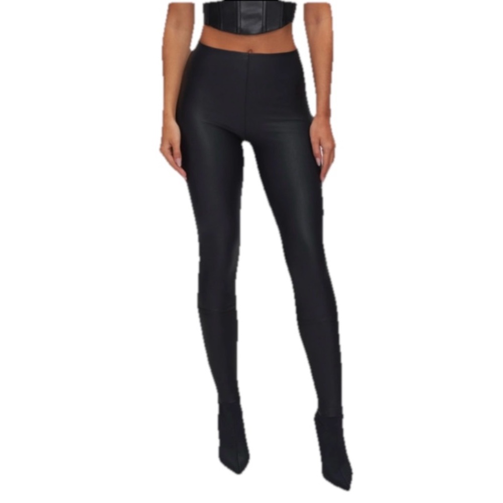 Good American GOOD WAIST FAUX LEATHER LEGGINGS Women’s Black High-Waisted Size 2